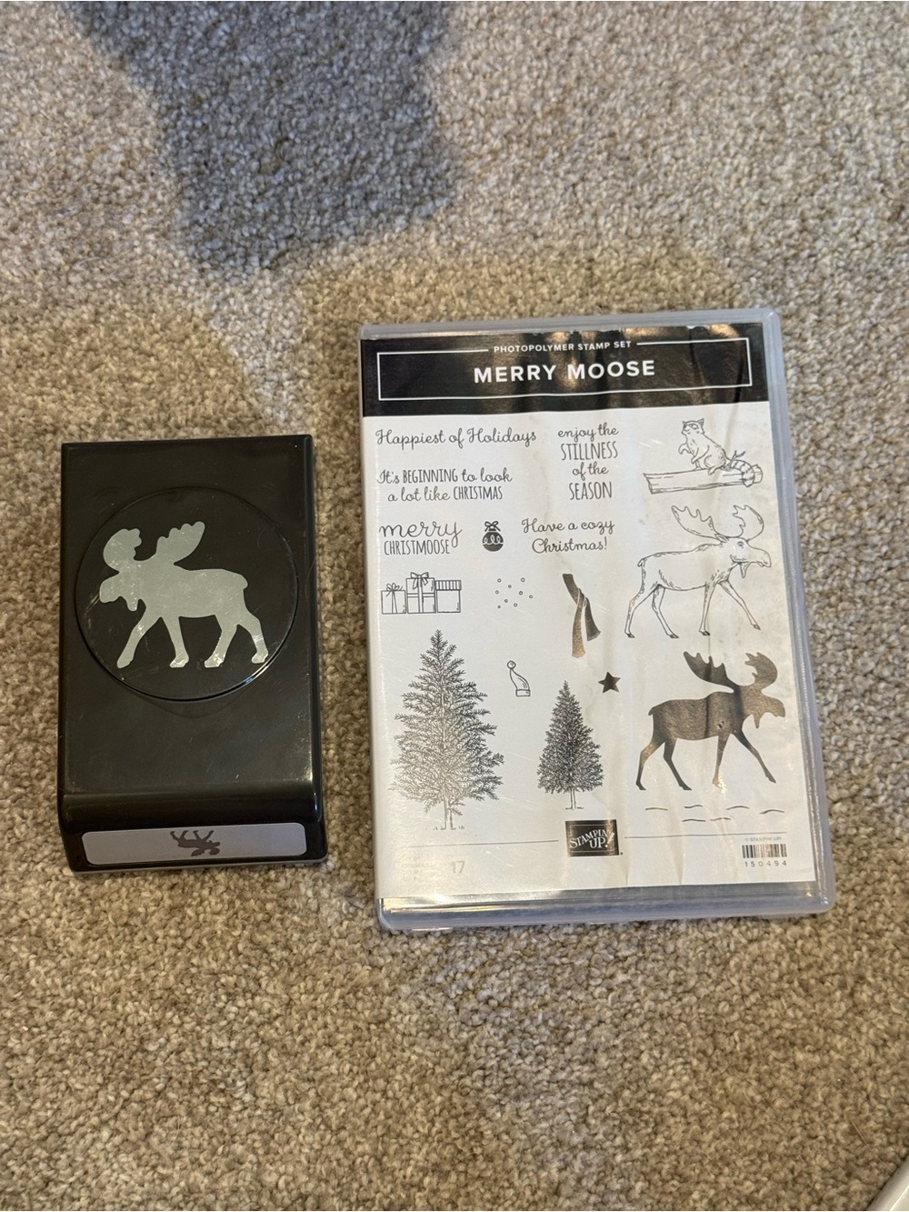 Merry Moose Photopolymer Stamp Set with Moose Punch - Black